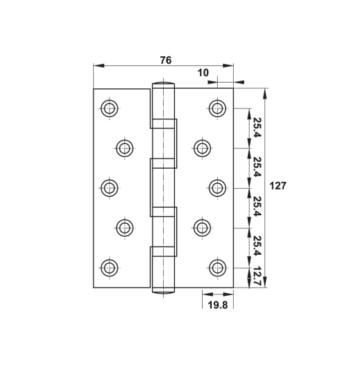 Bản lề lá Hafele inox 127 x 76 x 3 mm, 4 vòng bi 489.05.027