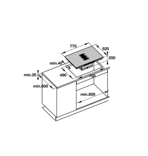 Bếp từ kết hợp hút mùi 4 vùng nấu Hafele HC-IHH77D 536.61.655
