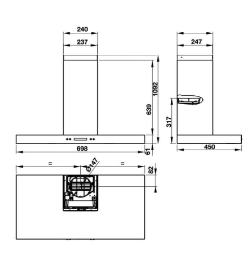 Máy hút mùi gắn tường Hafele HH-WI70C 539.81.158