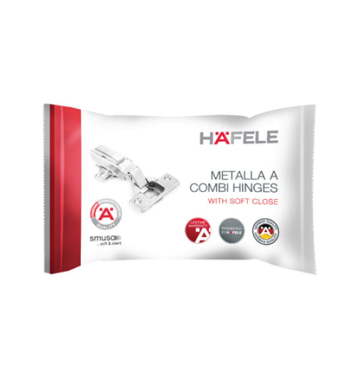 Bản lề Hafele METALLA A 110 độ, giảm chấn, trọn bộ DIY 493.03.021