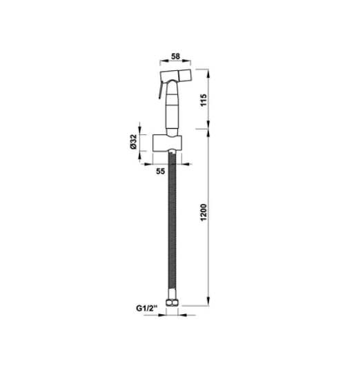 Vòi xịt vệ sinh Hafele có giá đỡ và dây sen 120 cm 485.95.032