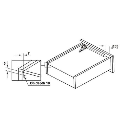 Ray âm Hafele Matrix UM, mở toàn phần, nhấn mở, bao gồm bas lắp đặt 433.32.171