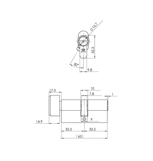 Ruột khóa toilet Hafele 65mm 489.56.252
