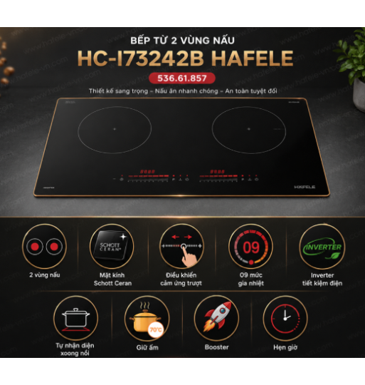 Bếp Từ 2 Vùng Nấu HC-I73242B Hafele 536.61.857