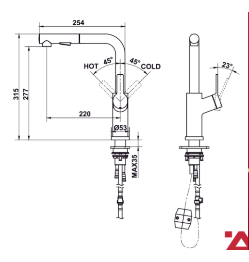 Vòi Rửa Chén LUX-P HT25-SH1P315 Hafele 570.85.048