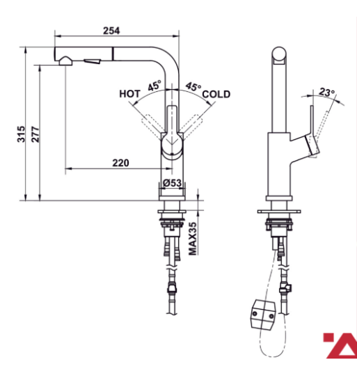 Vòi Rửa Chén LUX-P HT25-SH1P315 Hafele 570.85.049